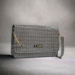Classically Royal Grey Croco Premium Leather Sling Bag