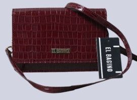 Croco Patent Leatherette Handbag Cum Shoulder Bag