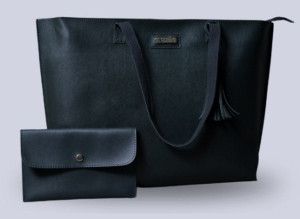El Bagino Black Premium Leather Tote Bag