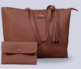 Timeless Tan Elegance Leatherette Tote Bag