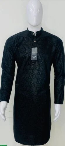 Solid Jacquard M-4 Mens Kurta Party Wear Medium