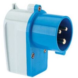 Angled Plug – With Inward-Curving Cable Sleeve IP44, 3 Pin, 16Amp