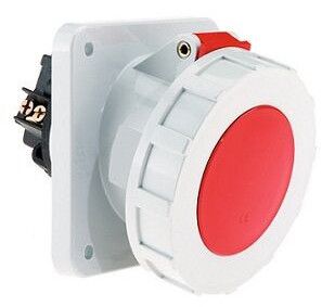 Panel Mounting Socket Outlet Angled IP67 5 Pin 63Amp