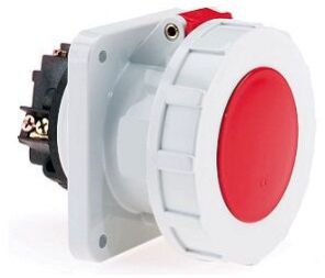 Panel Mounting Socket Outlet Straight IP67 5 Pin 63Amp