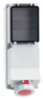 Surface Mounting Socket Outlet with MCB Fused IP67, 4 Pin, 125Amp