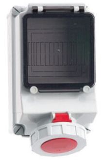 Surface Mounting Socket Outlet with MCB Fused IP67, 4 Pin, 63Amp