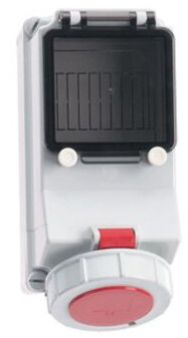 Surface Mounting Socket Outlet with MCB Fused IP67, 4 Pin, 32Amp