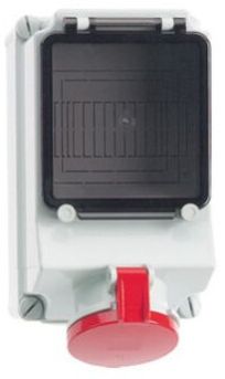 Surface Mounting Socket Outlet with MCB Fused IP44, 5 Pin, 63Amp