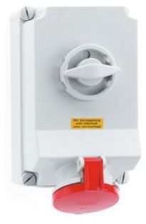 Surface Mounting Switched Socket, Interlocked IP44, 5 Pin, 63Amp