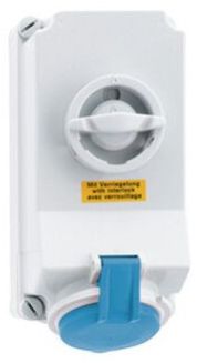 Surface Mounting Switched Socket, Interlocked IP44, 3 Pin, 32Amp