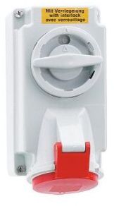 Surface Mounting Switched Socket, Interlocked IP44, 5 Pin, 16Amp
