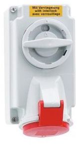 Surface Mounting Switched Socket, Interlocked IP44, 4 Pin, 16Amp