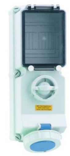 Wall Mounting Socket Outlet Switched Off, Interlocked – IP67 5Pin With MCB