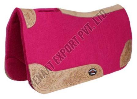 Leather SPAD007 Horse Saddle Pad, Color : Brown, Pink Standard