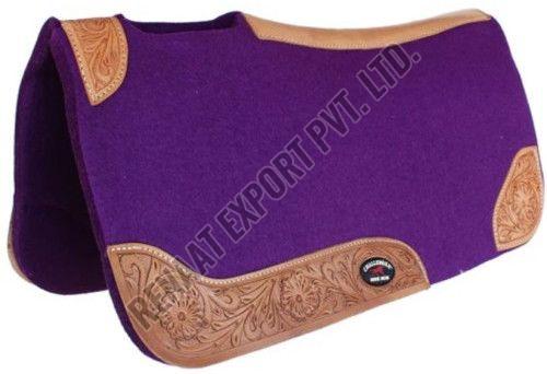 Leather SPAD008 Horse Saddle Pad, Color : Brown, Purple Standard