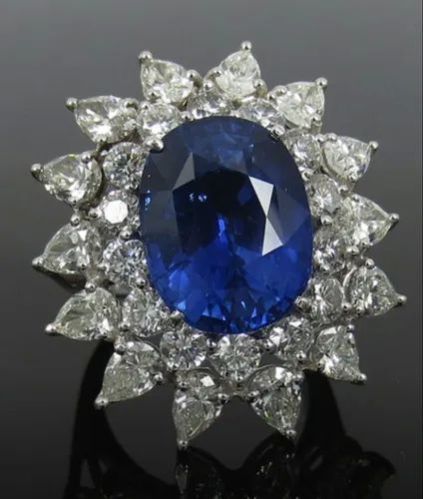 Ladies Blue Sapphire Diamond Ring