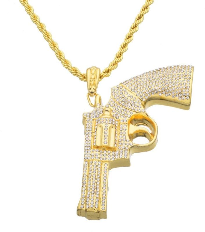 Mens Gun Diamond Pendant