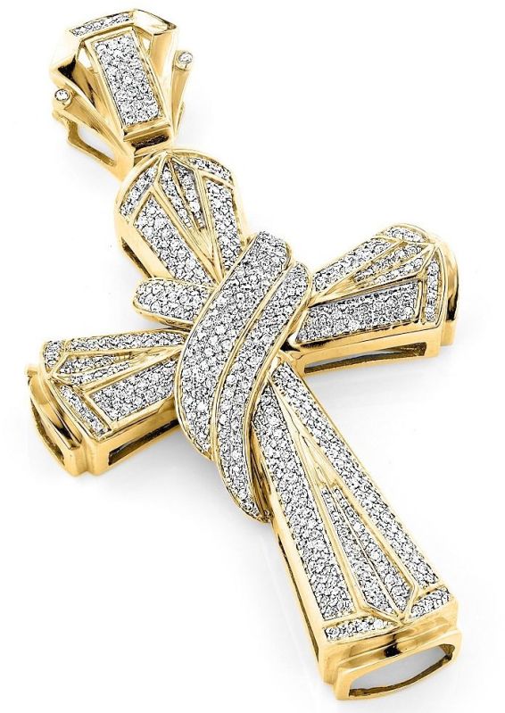 Mens Holy Cross Diamond Pendant