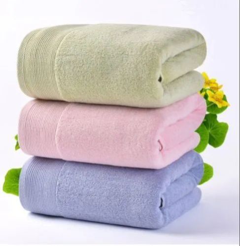 Own Brand Plain Polyester Cotton Bath Terry Towel, Color : Multicolor