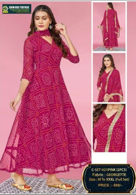 Ladies Fancy Pink Georgette Suit Set
