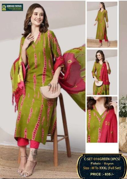 Ladies Green Stylish Rayon Suit Set