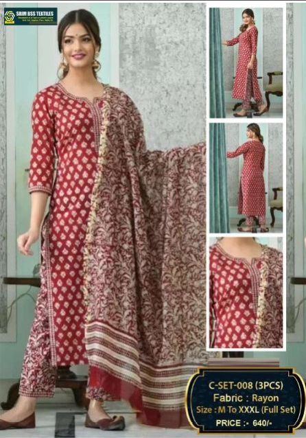 Ladies Printed Stylish Rayon Suit Set