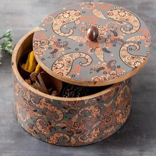 Printed Polished Wooden Roti Box Standard Modern