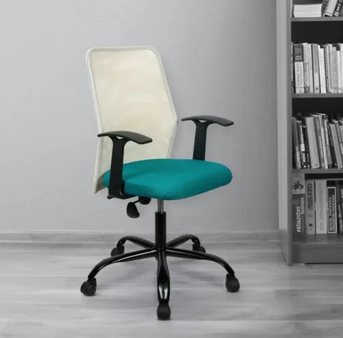 Aqua Green and White Smart Mid Back Ergonomic Chair