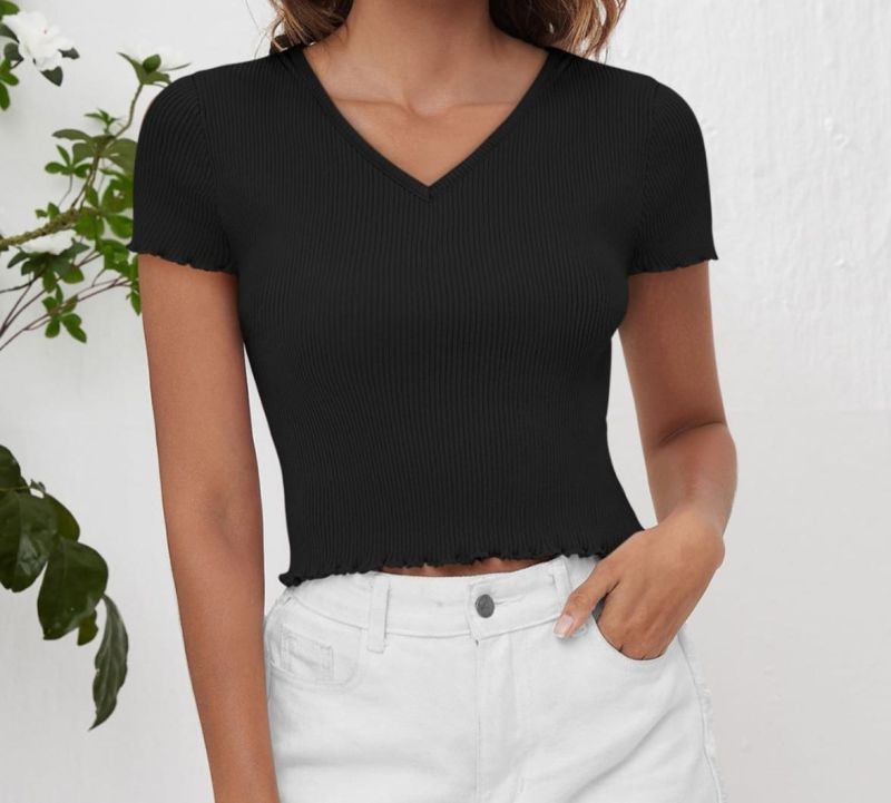 Ladies V Neck Crop Top