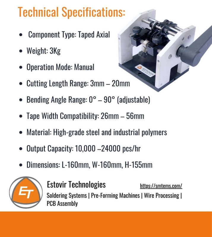 Manual Cut &AMP;AMP; Bend Machine for Taped Axials &AMP;ndash; MAP 860