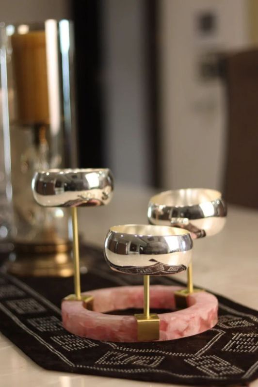 3 Bowls On Rose Quartz Ring