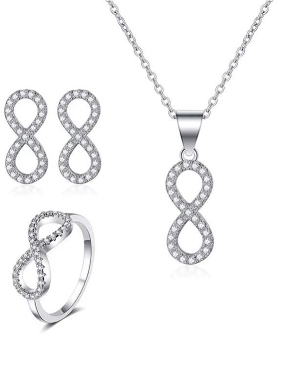 Ladies Fancy Silver Necklace Earring with Ring Set