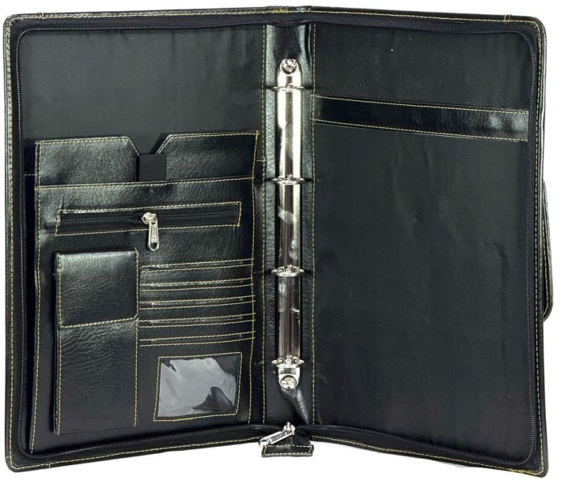 Black PU Leather Handle Folder File