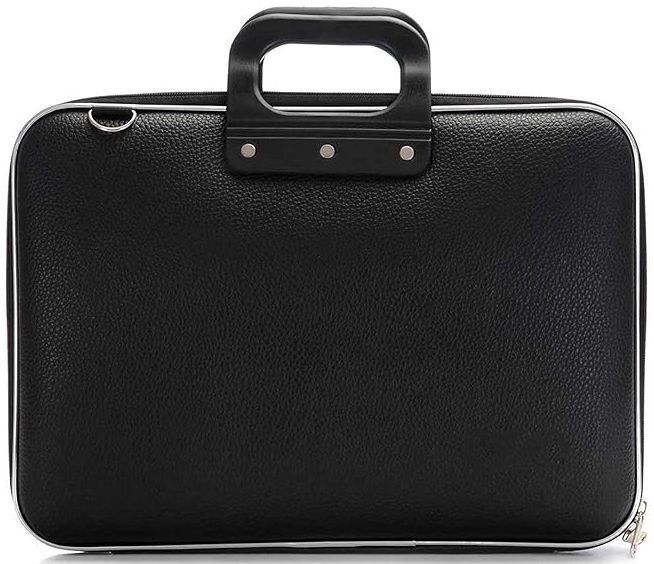 Black Plain PU Leather Laptop Bag