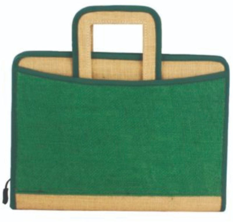 Designer Green Handle Jute File Folder