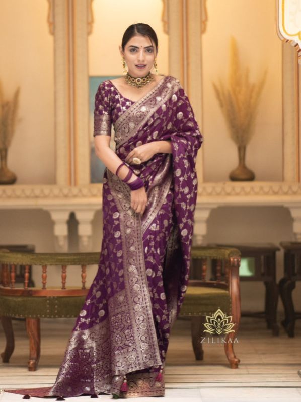 Ladies Embroidered Silk Saree