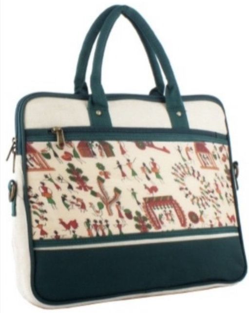 Printed Green Laptop Jute Bag