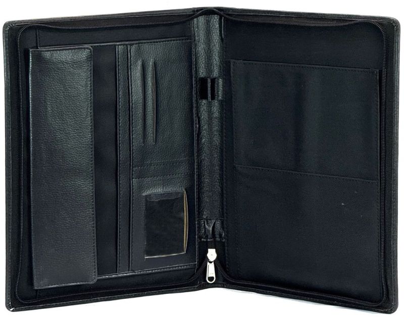 PU Leather Black Plain Document File Folder