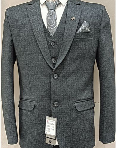 Mens Matt Black Three Piece Suit