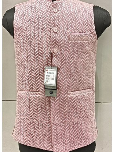 Mens Pink Printed Nehru Jacket