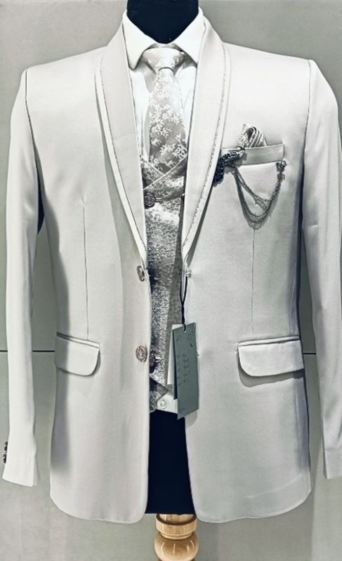 Mens Silver Grey Three Piece Suit