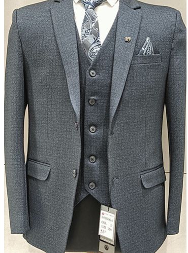 Party Wear Mens Matt Grey Three Piece Suit