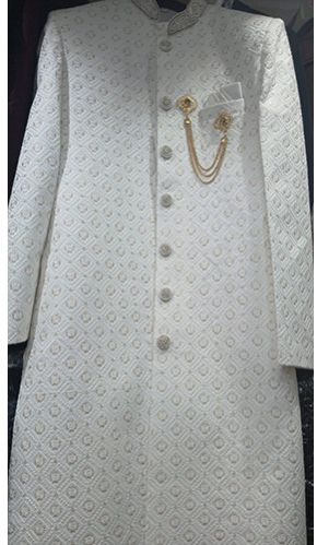 White Groom Wedding Sherwani