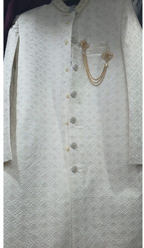 White Wedding Wear Mens Sherwani