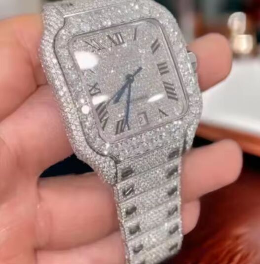 Mens Luxury Moissanite Diamond Iced Out Quartz Watch