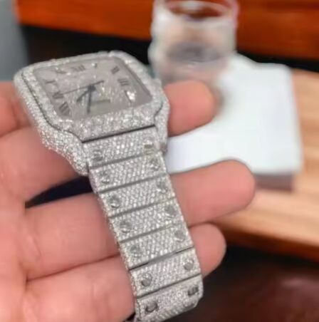 mens vvs moissanite diamond iced out hip hop watch