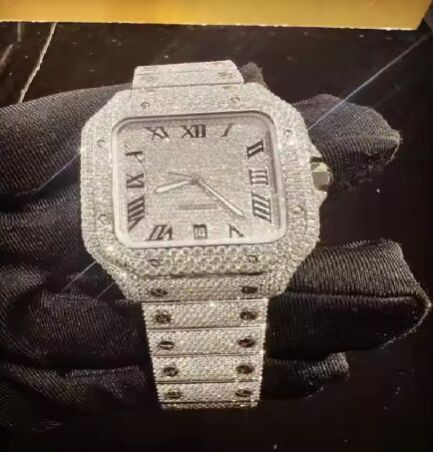 mens men vvs moissanite diamond iced out watch