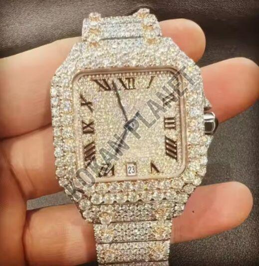 Mens Luxury VVS Moissanite Diamond Iced Out Hip Hop Quartz Watch