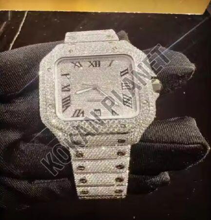 mens men vvs moissanite diamond iced out watch
