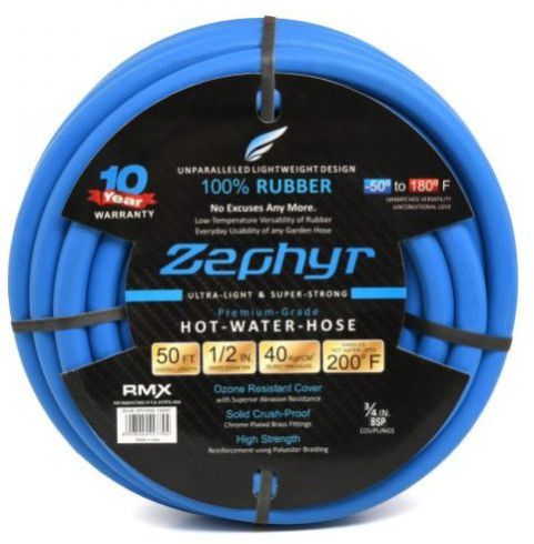 Zephyr Rubber Hot-N-Cold Water / Garden Hose 13mm X 20m With Fittings (ZW1320)